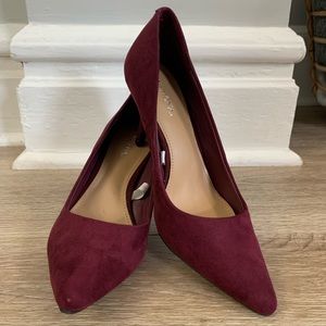Maroon suede heels
